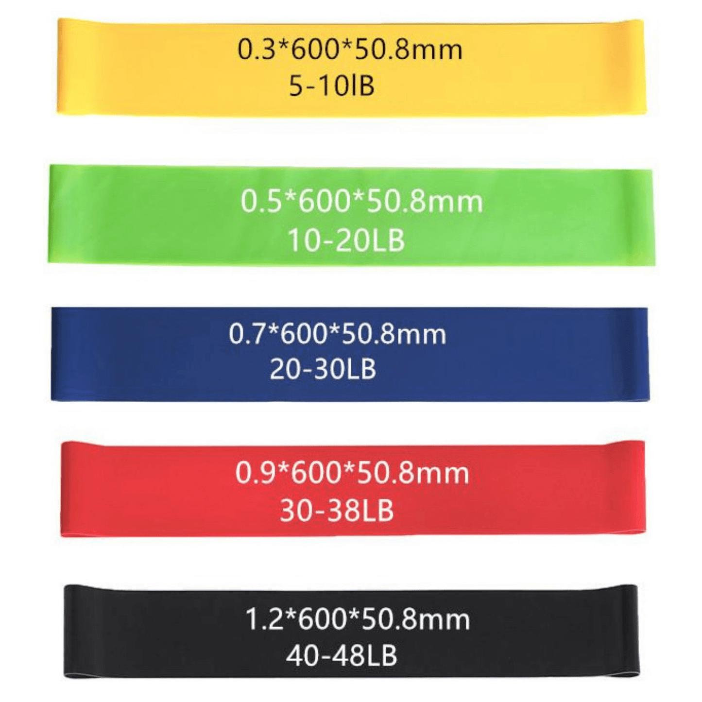5 Piece Set of Resistance Body Bands with Carry Bag