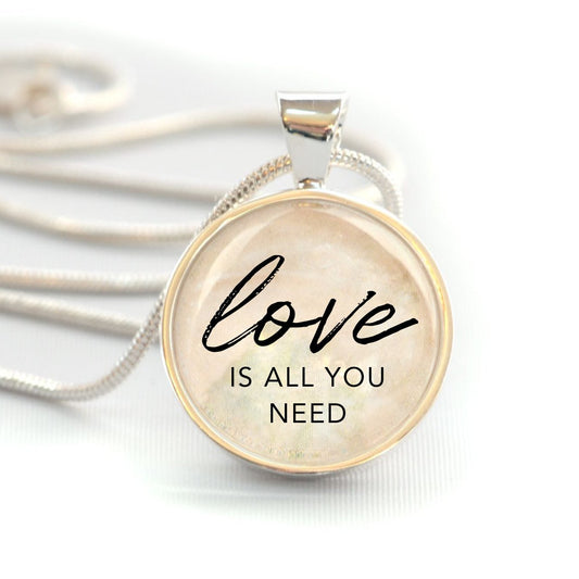 "Love Is All You Need" Silver-Plated Pendant Necklace (20mm)