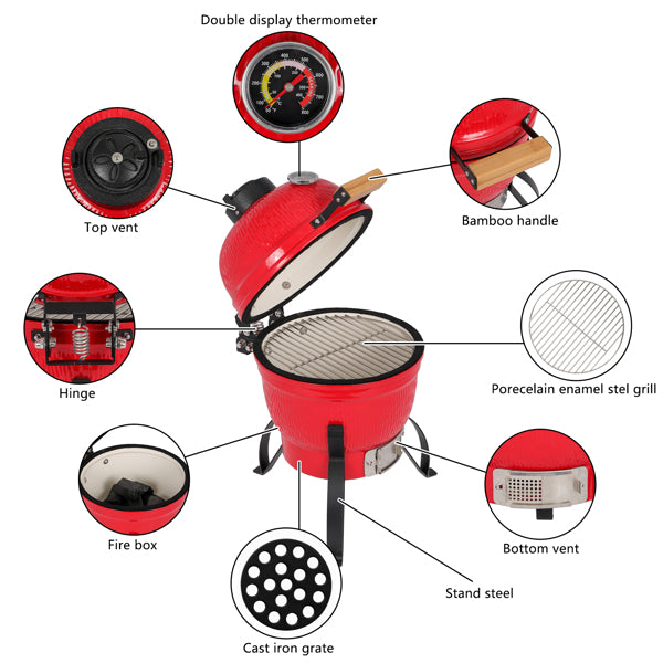 13inch Round Ceramic Charcoal Grill