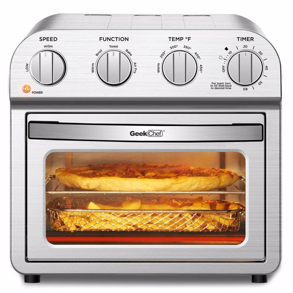 Geek Chef Air Fryer Toaster Oven Combo Stainless Steel Silver