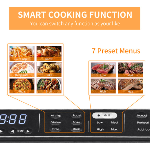 Geek Chef Airocook Smart 7-in-1 Indoor Electric Grill Air Fryer