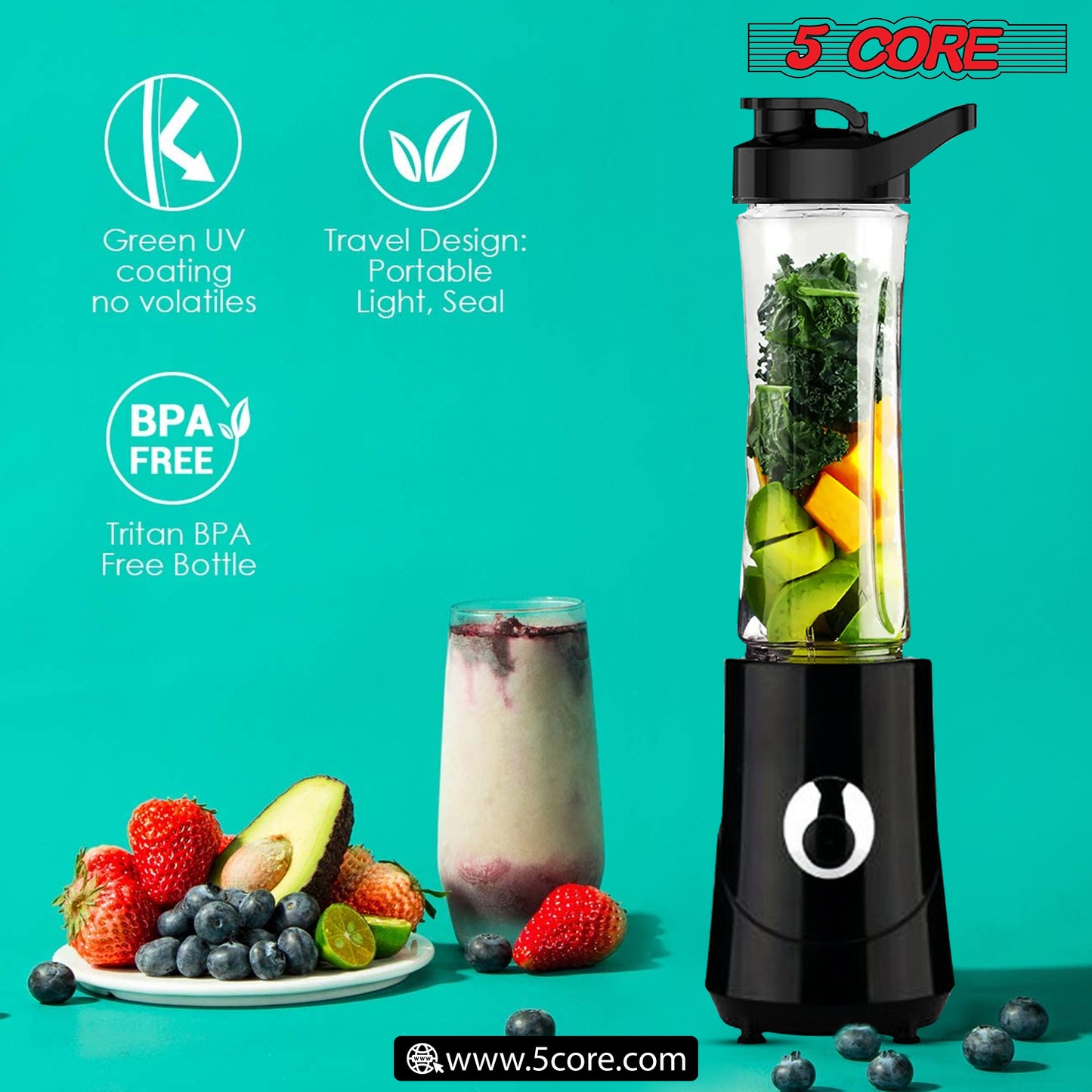 Personal Blender 20 Oz Capacity with Portable Bottle 600ml 5C421