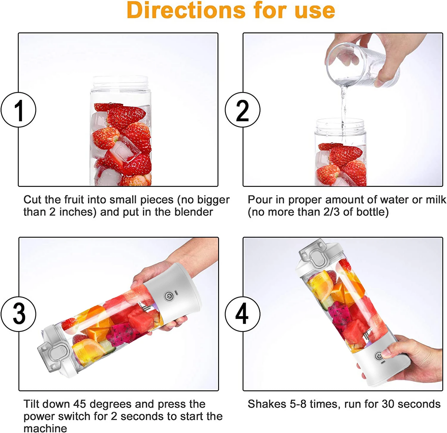 600ML Waterproof Electric Juicer Fruit Mixers Bottle Blender