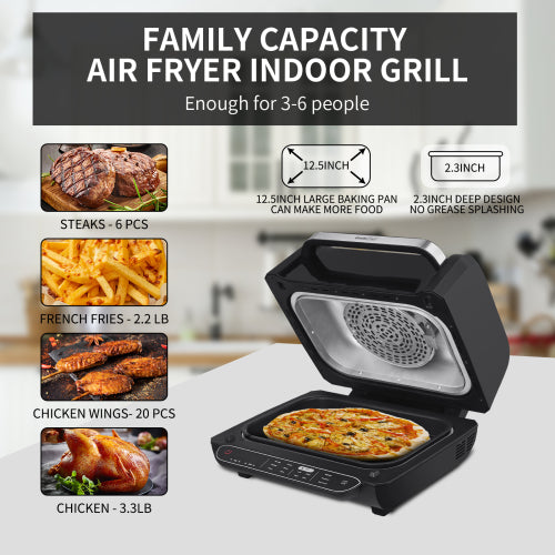 Geek Chef Airocook Smart Electric Grill Air Fryer Stainless Steel